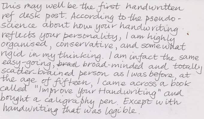 Handwriting Sample Text