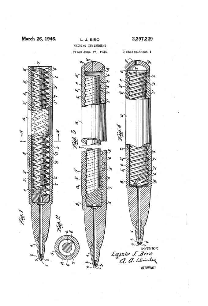 Ручка изобретатель. Шариковая ручка Ласло биро 1938. Шариковая ручка братьев биро. Патент на шариковую ручку Ласло биро. Патент на шариковую ручку Джон лауд.