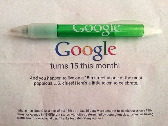 Google 15th Anniversary Pen