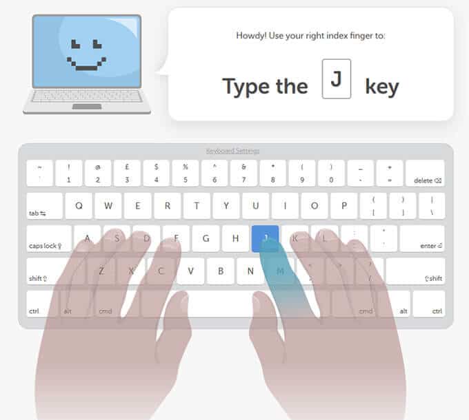 Typing com intro screen