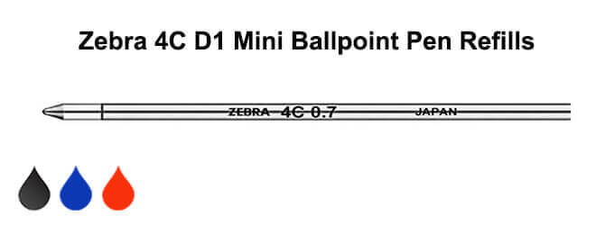 Zebra 4C D1 Mini Ballpoint Pen Refills