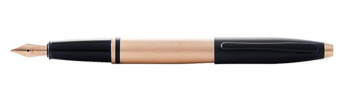 Cross Calais Brushed Rose Gold Plate and Black Lacquer Fountain Pen