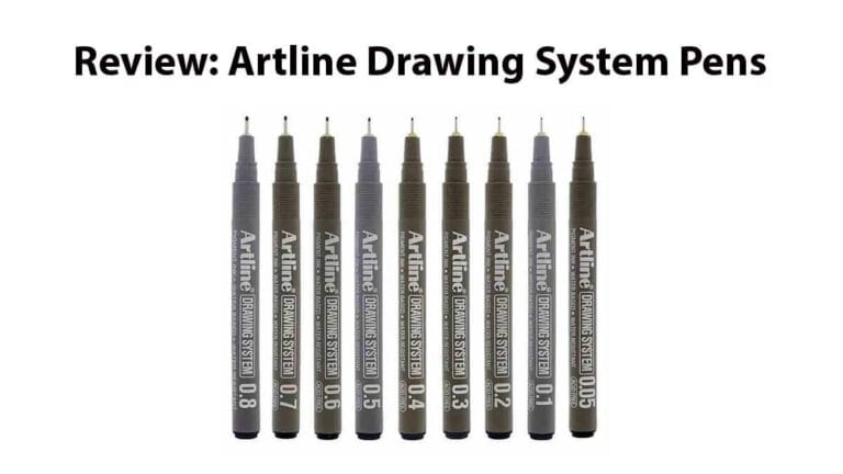 Full Artline Drawing System Pen Set with 0.1mm to 0.8mm black fineliners on a neutral background