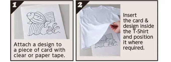 Preparing a printed design on card to insert into a T-shirt for tracing with an Artline fabric marker